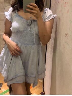 Urban Outfitters Light Blue Smocked Mini Dress